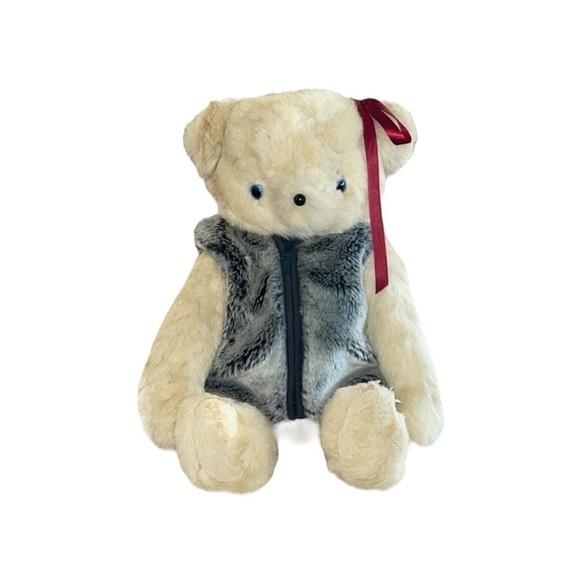 Vintage real fur rabbit fur teddy bear . Very hard to find in this size - Picture 1 of 12